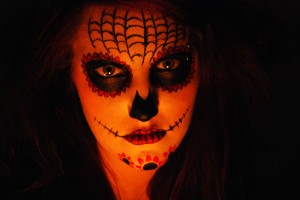 Camilla med candy skull makeup